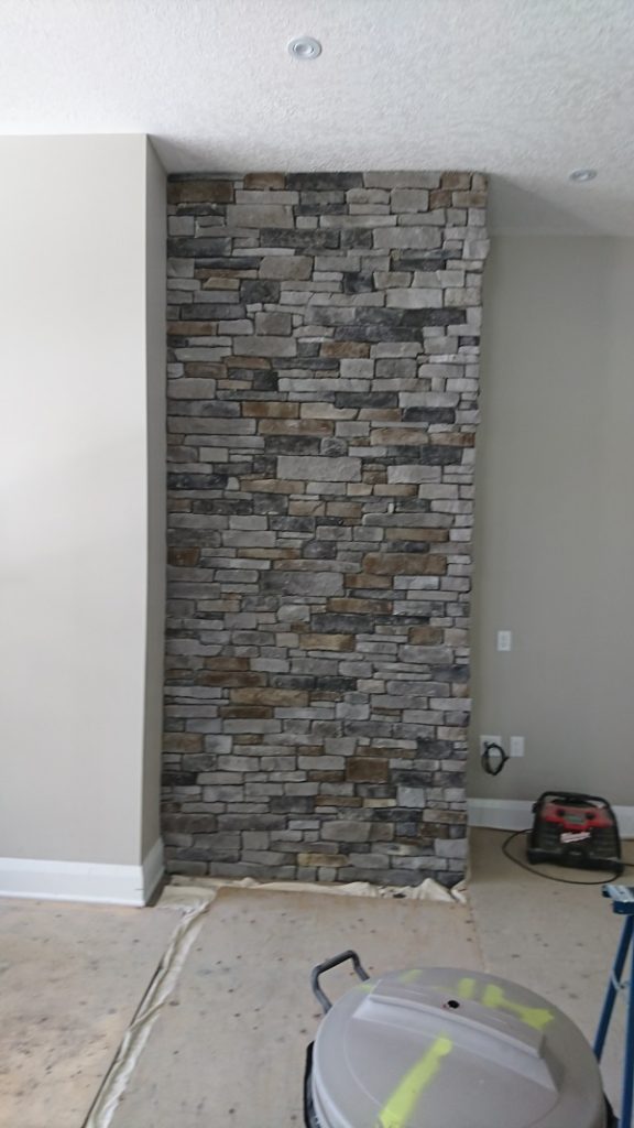 Stone Veneer Accent Walls with a dry stacked stone veneer